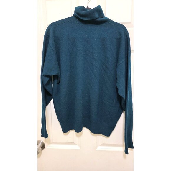 James Pringle Teal Unisex Lambswool Turtleneck Sweater Made In Scotland Size XL - Picture 3 of 6